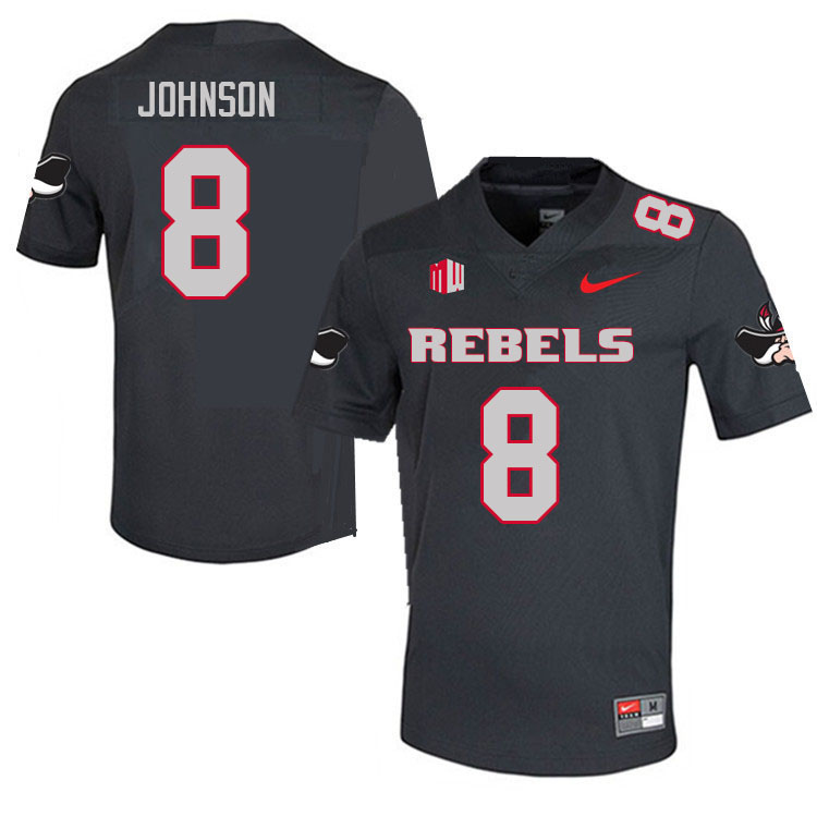 Men #8 Darius Johnson UNLV Rebels College Football Jerseys Sale-Charcoal